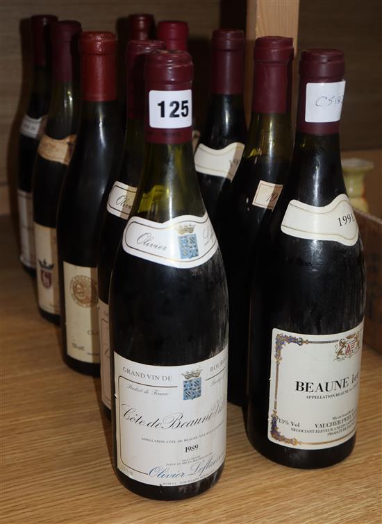 Two bottles of Givry Premier Cru 1989, two bottles of Santenay, 1978, one bottle of Beaune-Marconnets, 1985 (Remoissenet) and two bottl